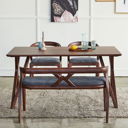 스코나 레이든 호두나무 월넛 원목 식탁 1500 (의자2개+벤치1개)_이미지