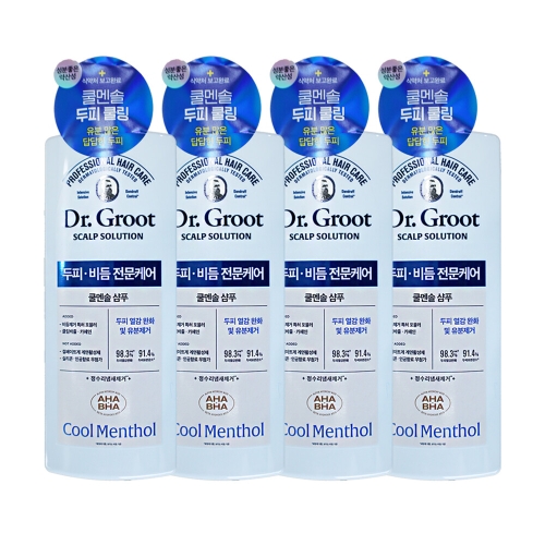 닥터그루트 스칼프 솔루션 쿨멘솔 비듬케어 샴푸 700ml (4개)_이미지