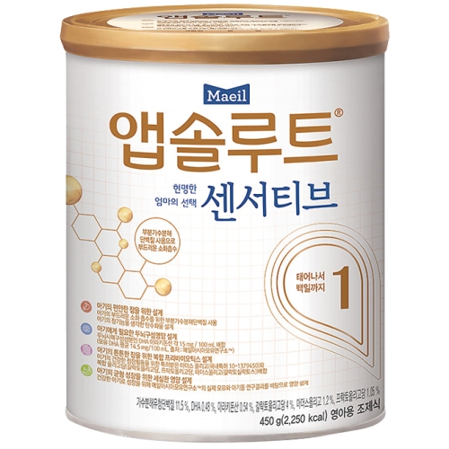 매일유업 앱솔루트 센서티브 1단계 450g이미지입니다. 누르면 해당 게시물로 새창이동합니다.