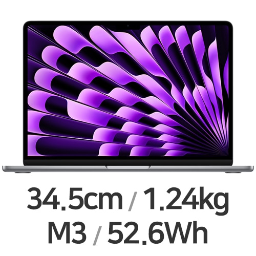 APPLE 맥북에어13 M3 8코어 CPU, 8코어 GPU 그레이 (램8GB, SSD 256GB)_이미지
