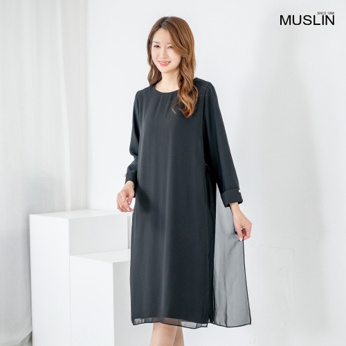 엄마옷 원피스 롱 라운드 쉬폰 무지 OP603071 중년여성/50대/60대/70대/빅사이즈/할머니옷