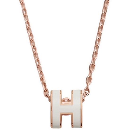 에르메스 미니 팝아슈 목걸이 로즈 골드 하드웨어 & 블랑_H147992FO49_이미지