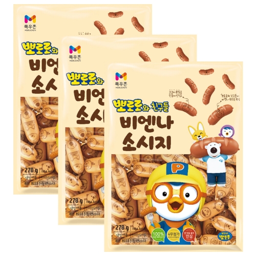 목우촌 뽀로로와 친구들 비엔나 270g (3개)