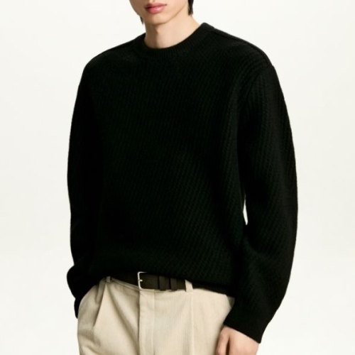 DKNY 남성 캐주얼 패턴 크루넥 니트 풀오버 블랙 DM2FAKRN806M BK