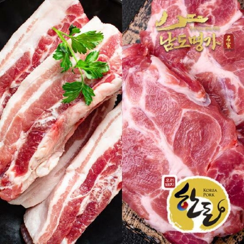 남도명가 1등급 한돈 구이용 삼겹살 400g + 생목살 400g