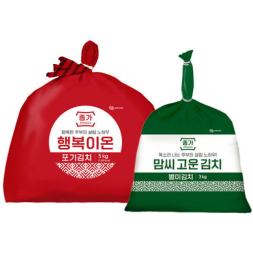대상 종가 행복이온 포기김치 5kg + 맘씨고운 총각김치 3kg (1개)