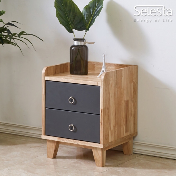 고무나무 원목 침대 협탁 2단 서랍장 400