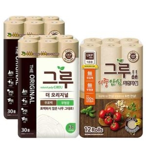 그루 더 오리지널 30m (30롤)*2팩 + 이중안심 키친타월 120매 (12입) 세트이미지입니다. 누르면 해당 게시물로 새창이동합니다.