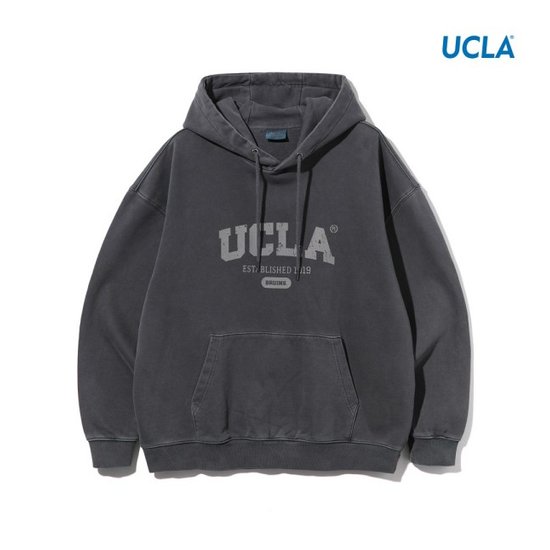 애드혹 UCLA 피그먼트 스몰 로고 오버핏 후드 티셔츠 UA9LT01