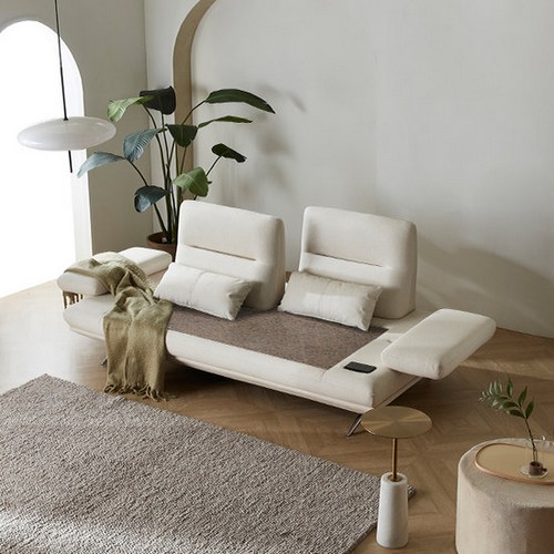 현대의료기 디바노비앙코 3인 패브릭 온열 돌소파 MS (홍맥반석)