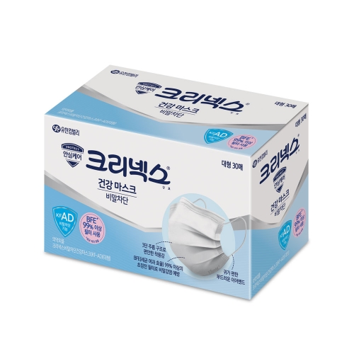 유한킴벌리 크리넥스 일회용 건강 마스크 대형 30개입 6개