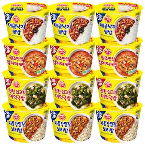오뚜기  컵밥 세트 각3개 (총12개) 매콤낙지+김치찌개+미역국밥+차돌강된장