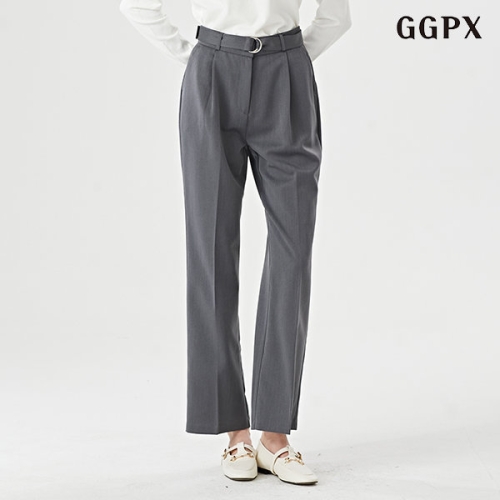 GGPX 벨티드 페미닌 세미 롱 와이드 여성 팬츠 GOCTA003D