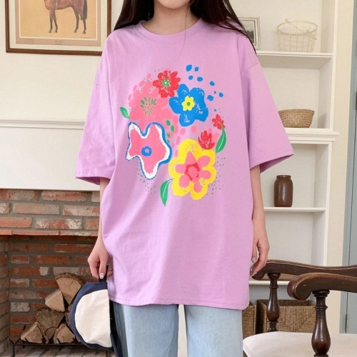 아이우먼 화려한꽃밭그림티셔츠 LIU962M507 빅사이즈