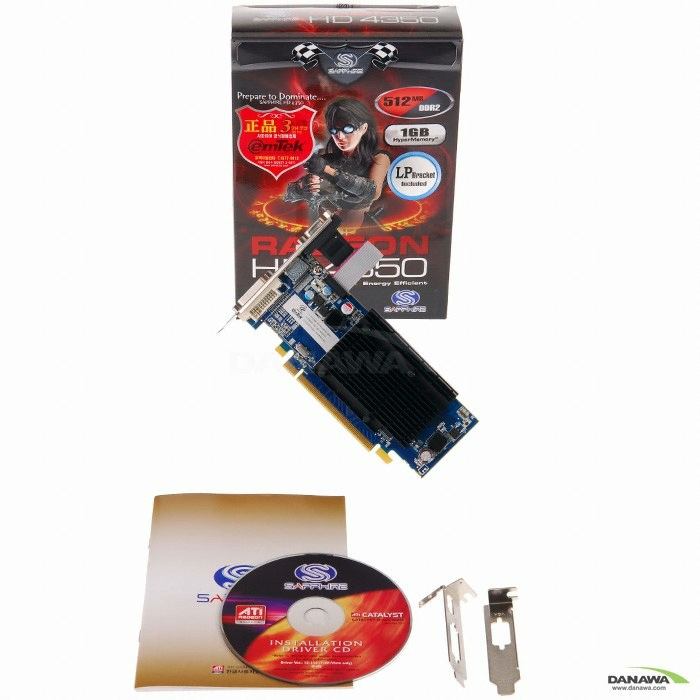 SAPPHIRE 라데온 HD 4350 DDR2 HDMI 512MB(S:1GB) 무소음 LP 이엠텍_이미지
