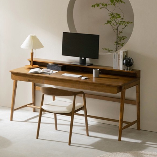 제넌 고무나무 원목 서랍 받침대 책상