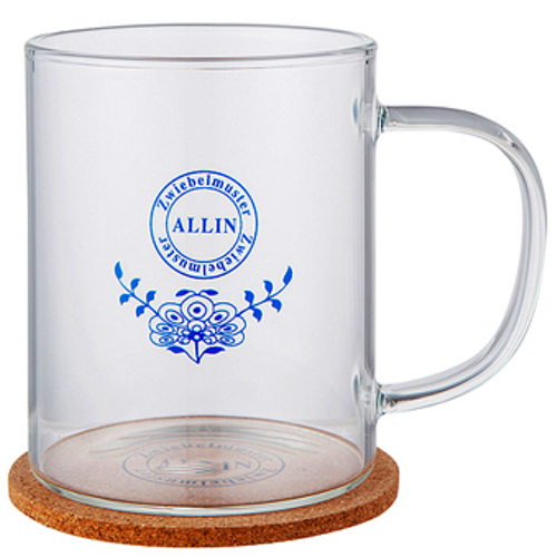 Allin 쯔비벨블루 북유럽풍 내열유리 손잡이 머그잔 420ml (1개)_이미지