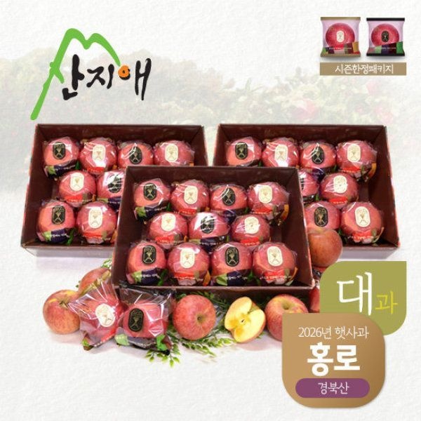 산지애 홍로 세척사과 대과 3kg
