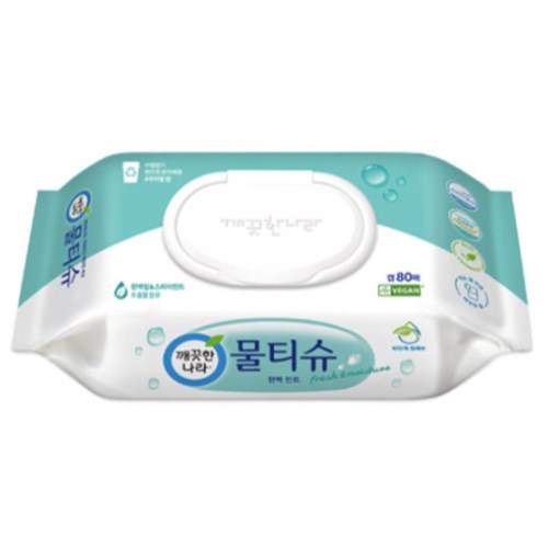 깨끗한나라 편백 민트 물티슈 캡형 80매 (6팩)_이미지