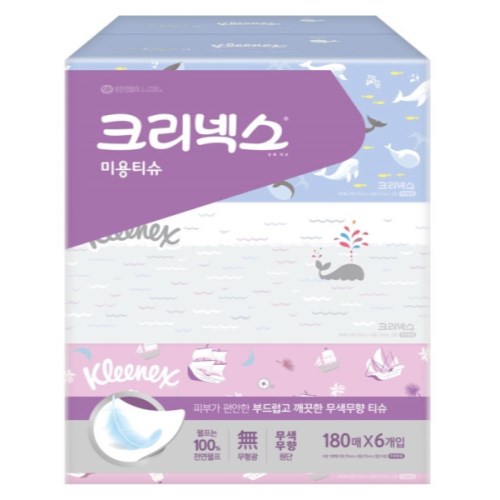 크리넥스 미용티슈 180매 (6입)이미지입니다. 누르면 해당 게시물로 새창이동합니다.