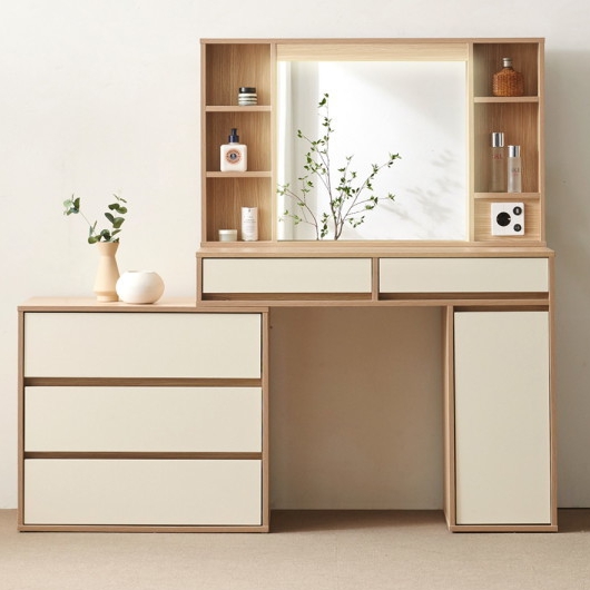 파로마 이즈 나단 LED 수납거울 확장형 화장대 1000