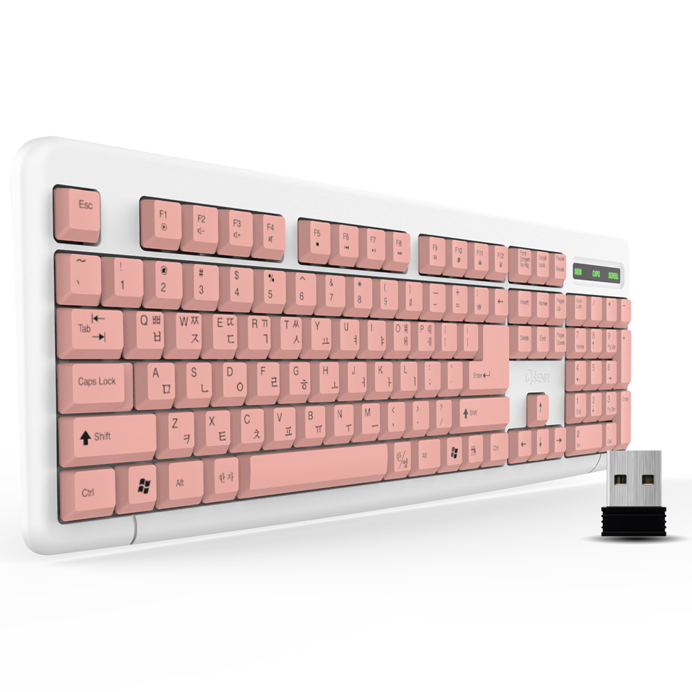 QSENN K1000 무선키보드 (핑크, 키스킨 포함)_이미지