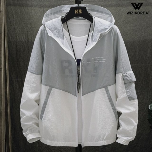 위즈아이 남성 여름 남성 여름 바람막이 자켓 자외선차단 후드 집업 점퍼 WI222J_이미지