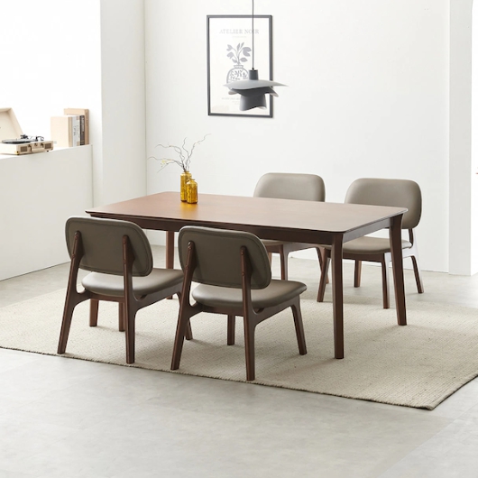 라로퍼니처  레스트 고무나무 원목 낮은 패밀리 식탁 1400 (의자4개)