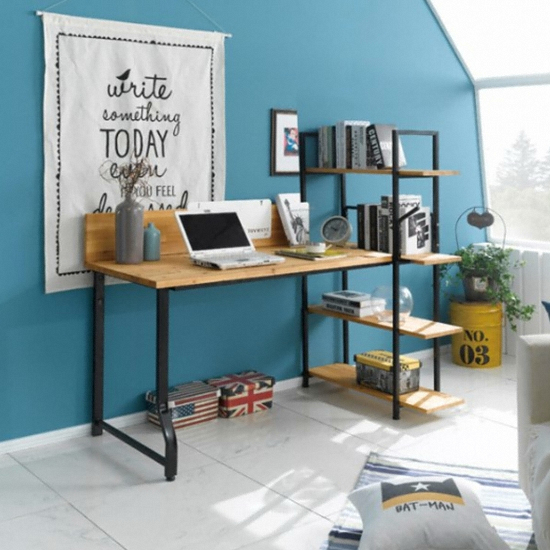 아름이와다움이 나르샤 소나무원목 스틸 4단 h형 책상세트