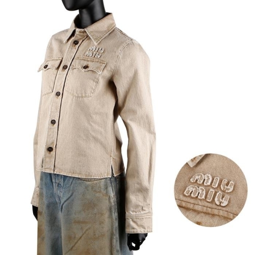 미우미우 GWC113 140H F0006 로고 데님셔츠_이미지