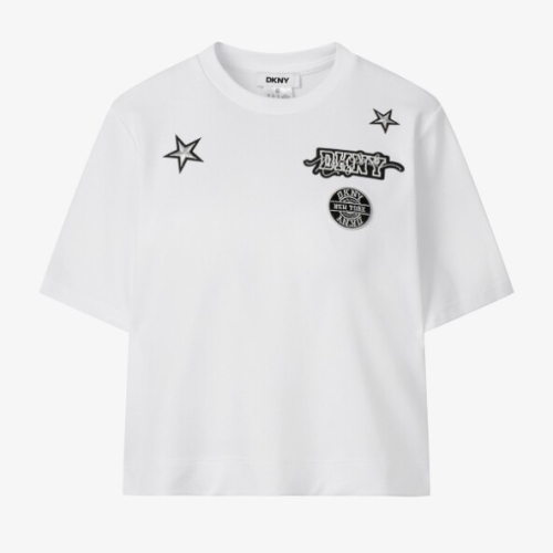 DKNY AVE 1989 핀스 패치스 코튼 저지 티셔츠 화이트 DW2G1TTS123WWT