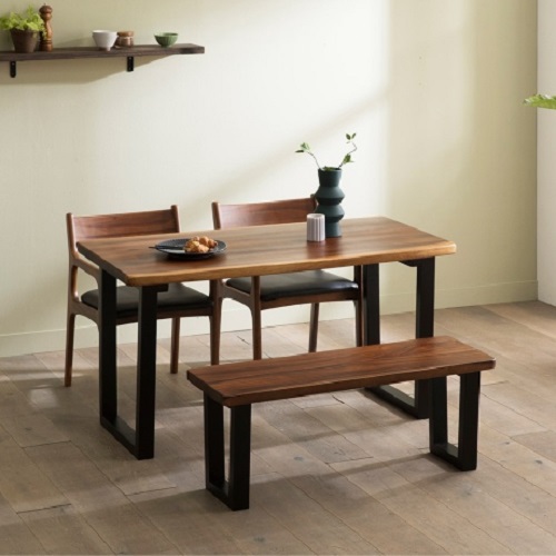 장인가구 에픽 로즈우드 우드슬랩 식탁 1350 (의자2개+벤치1개)