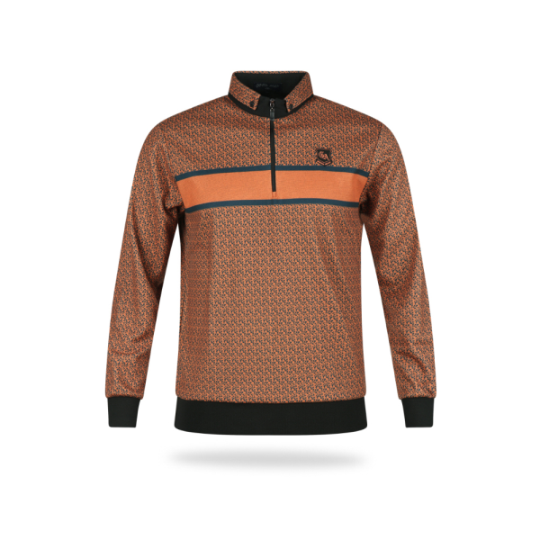 럭스골프 굿맨 반집업 블록 패턴 겉기모 긴팔 티셔츠 YG4W418