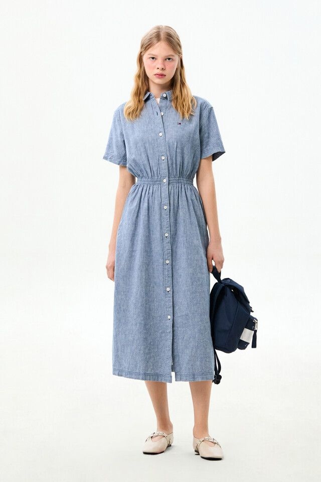 타미진 여성 린넨 블렌드 맥시 셔츠 원피스 T32G1WOP35TWT2