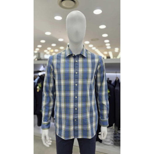 브렌우드 데님라이크 체크 캐주얼셔츠BRSAM25451BUX_이미지