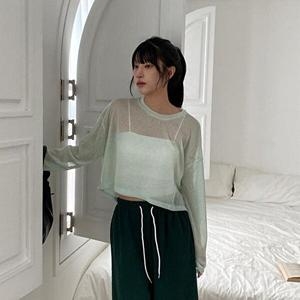 셀러허브 패션 VY 여자 여름 데일리 쿨 크롭 니트_WT31085_이미지
