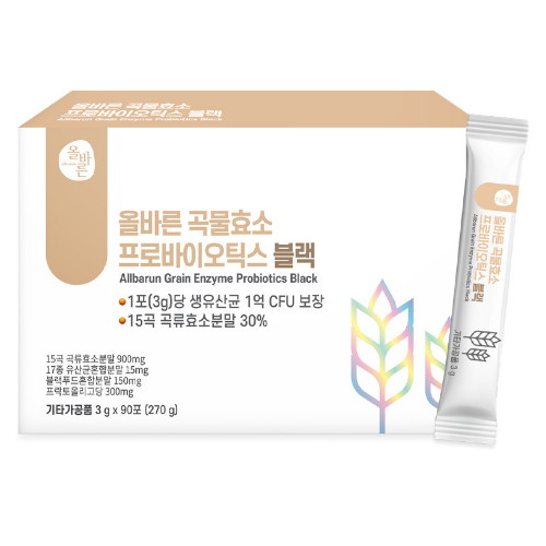 뉴트올로지 바른 올바른 곡물효소 프로바이오틱스 블랙 90포 (1개)