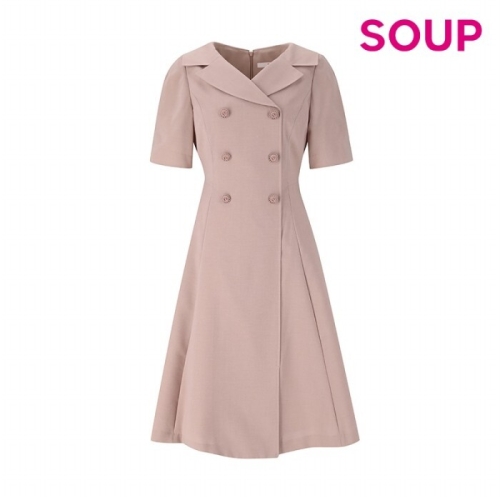 스위트숲 SOUP SOUP 칼라 쓰리버튼 반팔 원피스 SZ4OPM5_이미지