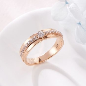 비앤비골드 14K 이중 큐빅라인 원큐빅 반지 RCW41374