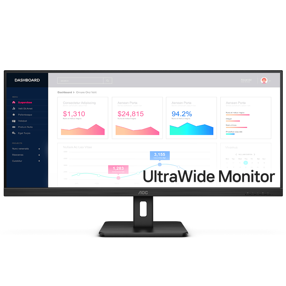 알파스캔 AOC U34E2M 울트라와이드 WQHD 100 시력보호 무결점_이미지
