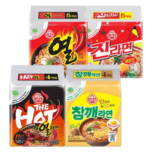 진라면5개 + 열라면5개 + 참깨라면4개 + 더핫열라면4개