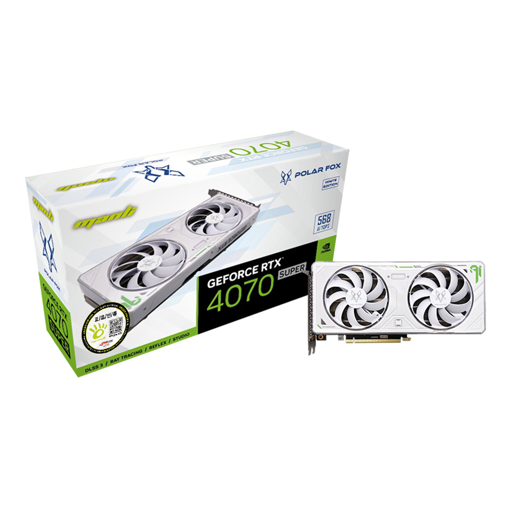 MANLI ������ RTX 4070 SUPER Polar Fox D6X 12GB TWIN FAN White �����Ƽ����