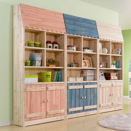 리젠가구 하이우드 트위틴 원목 하우스 6단 도어책장 900_이미지