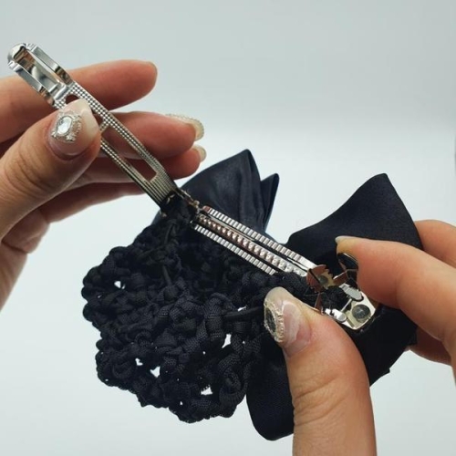 셀러허브 올림머리 리본 머리망 헤어핀 블랙 S10469262_이미지