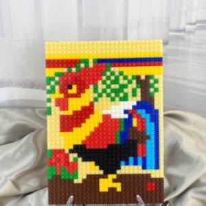 디폼 끼우기블럭 민화 액자 만들기-황계도