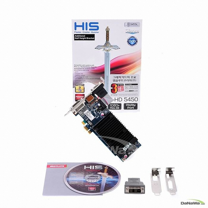 HIS 라데온 HD 5450 HDMI D3 1GB LP Silence PCI-E x1_이미지