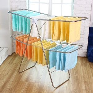 리빙나이스 튼튼한 베란다 스텐 수건 접이식 Y형 빨래건조대 2단