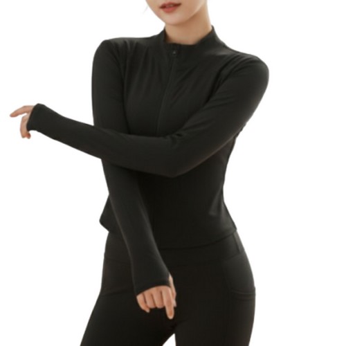 마켓피아 여성용 피트니스 요가 긴팔 집업 셔츠