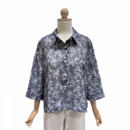 러브앤쇼 여성 빈티지 플라워 린넨셔츠 LCFFGSH01_이미지