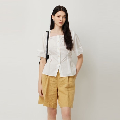 SISLEY 데븐 스퀘어넥 벌룬 소매 블라우스_SAWS50531WH